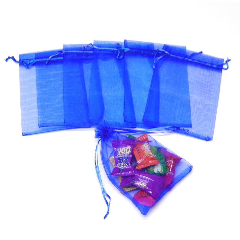 Bezall 100Pcs Royal Blue Organza Bags 3x4 Inch, Small Mesh Bags Drawstring Gift Bags Baby Shower Wedding Party Favor Bags Jewelry Candy Pouches - Image 4